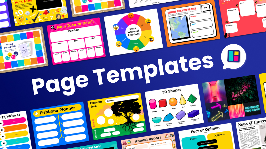 A collection of page templates from Book Creator